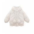 thumbnail image 1 of Coerni Toddler Baby Girls Faux Coats Winter Fleece Jacket Warm Clothes Bunny Rabbit Ear Full Zip Hooded Outwear 1-6 Years, 1 of 7