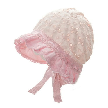 Coerni Toddler Baby Girls Lace Sun Bonnet Hat Toddler Girls Princess Ruffle Brimmed Eyelet Bow Summer Fashion White Cap