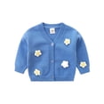 thumbnail image 1 of Coerni Toddler Baby Girls Long Sleeve V-Neck Knit Cardigan Sweater Cotton Button Up Sweater Jacket Flower Outerwear, 1 of 3