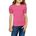 thumbnail image 1 of Coerni Toddler Baby Girls Puff Short Sleeve Shirts Summer Ribbed Knit Crewneck T Shirt Tops, Tees Blouses 4 to 13 Years, 1 of 6