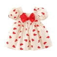 thumbnail image 1 of Coerni Toddler Baby Girls Short Sleeve Dress Heart Print Bow Ruffle Mini Dresses Kids Princess Summer Casual Dresses Playwear, 1 of 9