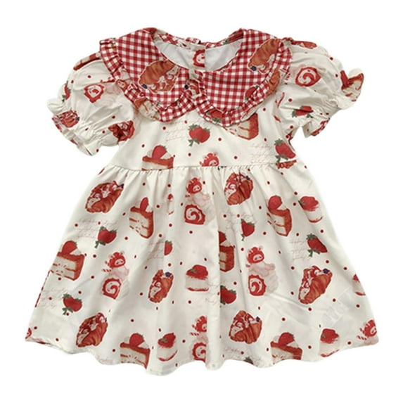 Coerni Toddler Baby Girls Short Sleeve Floral Dress Summer Ruffled Lapels Print Casual Dress Little Girls Sundress