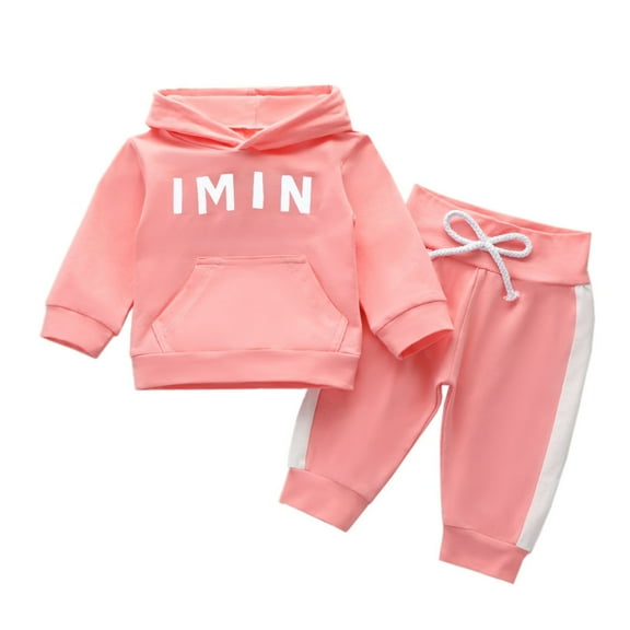 Coerni Toddler Baby Girls Sweatshirts Sweatsuit Hoodies Tops Drawstring Pants 2Pc Tracksuit Girls Fall Winter Clothes Set