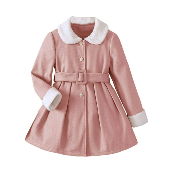 Coerni Toddler Baby Girls Wool Coat Winter Warm Double Breasted Trench Coat Kids Windproof Warm Outwear Clothes Fleece