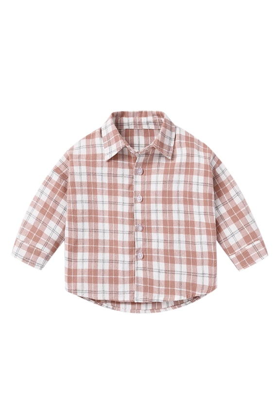 Coerni Toddler Baby Plaid Shirt Long Sleeve Cotton Outerwear Poplin Shirt Girls Button Down Lapel Western Shacket Kids Sport Coat