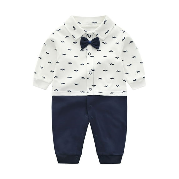 Coerni New Born Gentleman One Piece Long Sleeve Baby Boys Gentleman Formal Tuxedo Outfit Suit First Birthday Clothes