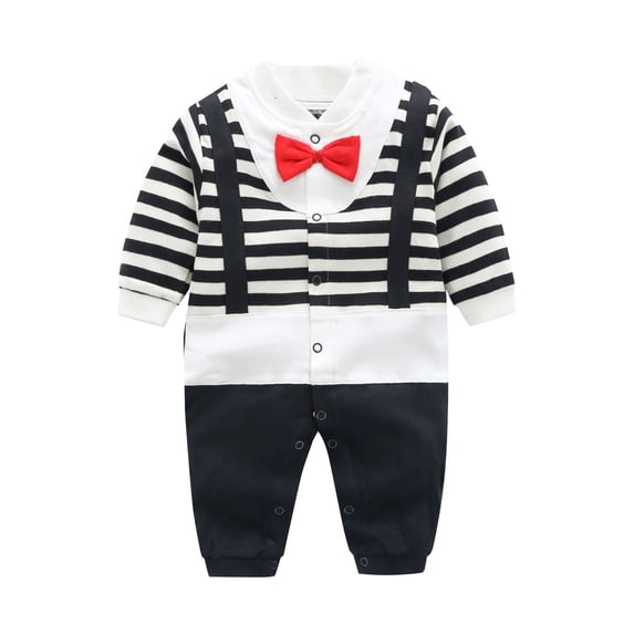 Coerni New Born Gentleman One Piece Long Sleeve Baby Boys Gentleman Formal Tuxedo Outfit Suit First Birthday Clothes