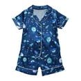 thumbnail image 1 of Coerni Toddler Baby Unisex Summer Satin Pajamas Cartoon Car Pattern Short Sleeve Top Shorts Comfort Breath Clothes, 1 of 3