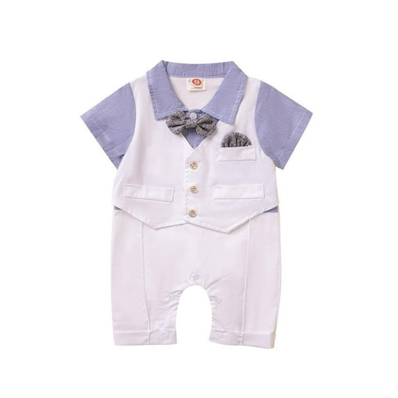 Coerni Toddler Boy Gentleman Formal Suit Tuxedo Clothes Baby Boys Bowtie Short Sleeve Jumpsuit Bodysuit Pants Outfits