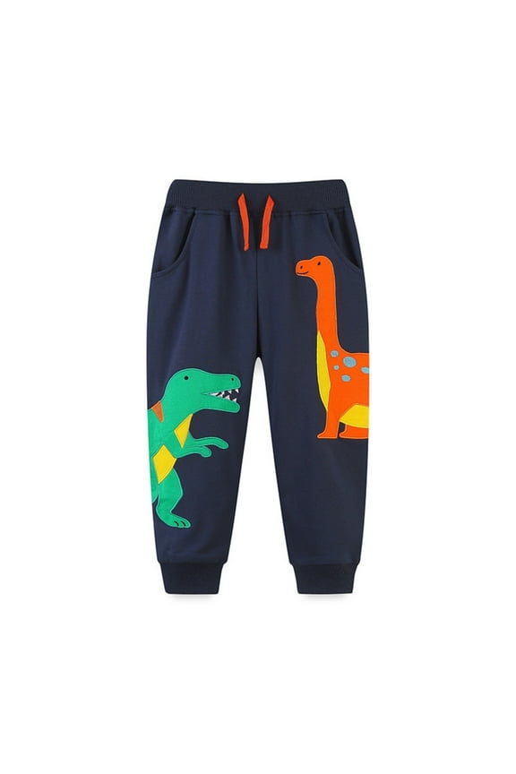 Coerni Toddler Boy Girl Cartoon Pattern Sweatpants Cotton Drawstring Elastic Waist Sport Jogger Pants with Pocket Age 2T-7T
