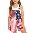 thumbnail image 1 of Coerni Toddler Boy Girl Overalls Fourth of July American Flag Overalls Jean Shorts Kid Summer Denim Shortall Jumpsuit Romper Bottoms, 1 of 8