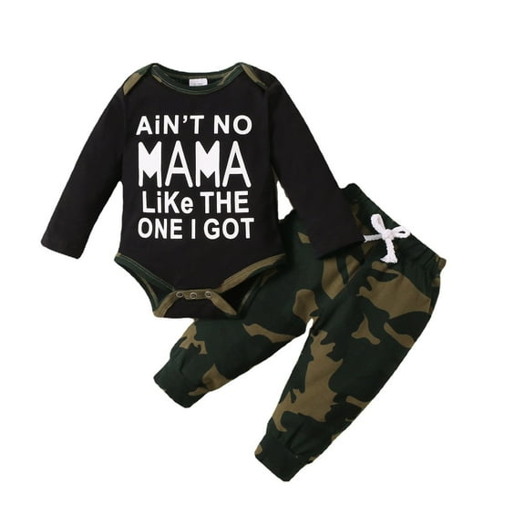 Coerni Toddler Boys Cotton Long Sleeved Top And Camouflage Trousers Soft Comfy Daily Wear Baby Boy Fall Winter Outfit