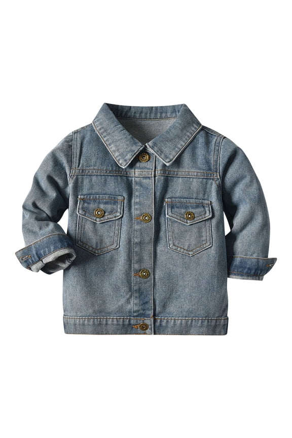 Coerni Toddler Boys Denim Jacket Long Sleeve Button Down Jean Jackets Baby Lightweight Chambray Tops Cute Casual Western Top Clothes