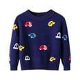 thumbnail image 1 of Coerni Toddler Boys Girls Cartoon Cars Prints Sweater Long Sleeve Warm Knitted Pullover Knitwear Tops Sweater Wool Sweater Boys, 1 of 5