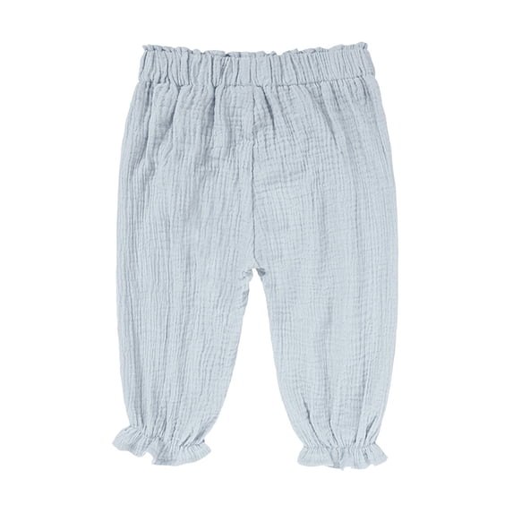 Coerni Toddler Boys Girls Cotton Linen Pants Baby Summer Casual Elastic Waist Trousers Kids Ruffled Beach Joggers Baggy Sweatpants