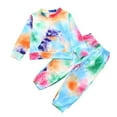 thumbnail image 1 of Coerni Toddler Boys Girls Fall Winter Tracksuit Set Long Sleeve Round Neck Tie Dye Printed Sweatshirt and Long Pants Set, 1 of 8