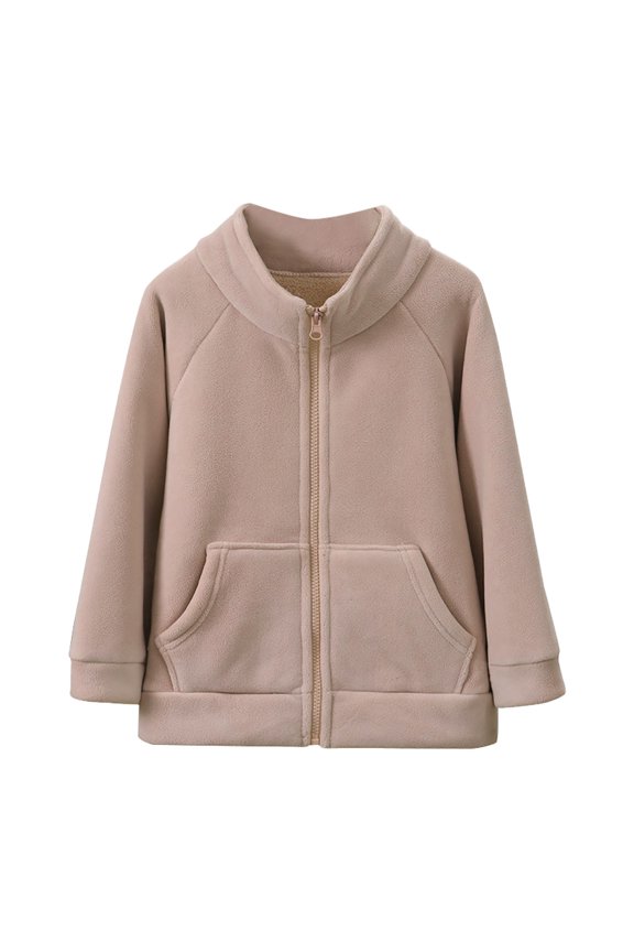 Coerni Toddler Boys Girls Fleece Jacket Zip Up Mandarin Collar Long Sleeve Sweatshirt Furry Warm Coat Fall Spring Trendy Soft Outerwear