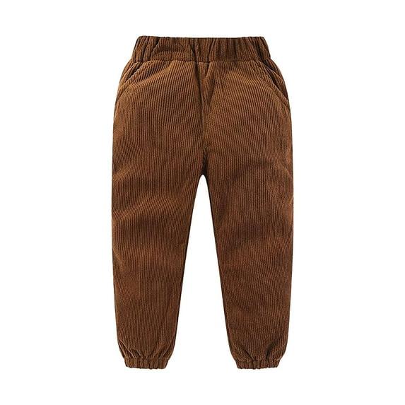 Coerni Toddler Boys Girls Fleece Lined Pants Athletic Active Jogger Pants Sweatpants Winter Corduroy Bottoms Trousers