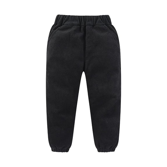 Coerni Toddler Boys Girls Fleece Lined Pants Athletic Active Jogger Pants Sweatpants Winter Corduroy Bottoms Trousers