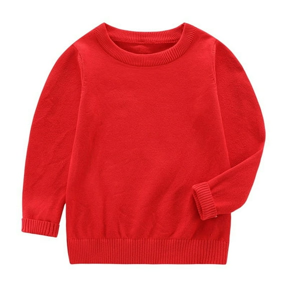 Coerni Toddler Boys Girls Knitted Sweater Fall Winter Round Neck Pullover Sweatshirt Kids Solid Color T-Shirt Blouse