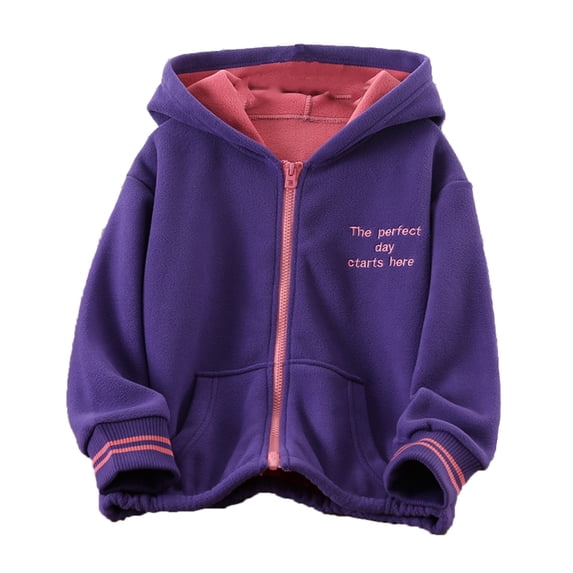 Coerni Toddler Boys Girls Long Sleeve Winter Fleece Zip Hoodie Coat Thicken Warm Girls Winter Coats Warm Snow Clothes