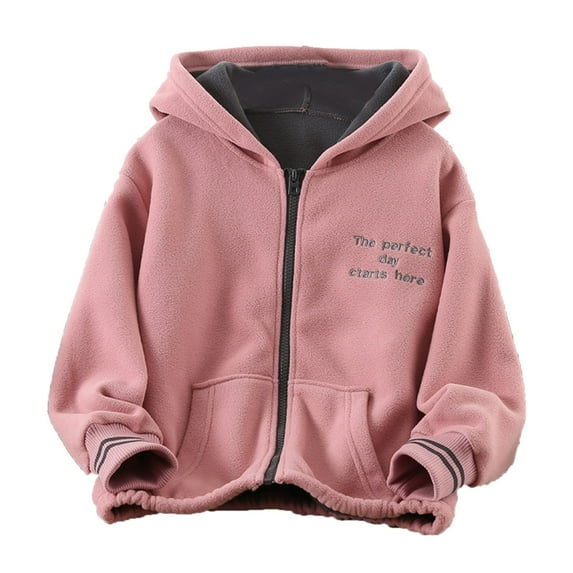 Coerni Toddler Boys Girls Long Sleeve Winter Fleece Zip Hoodie Coat Thicken Warm Girls Winter Coats Warm Snow Clothes