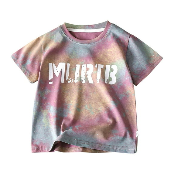 Coerni Toddler Boys Girls MURTB Letters Print Oversize Shirts Summer Tie Dye T Shirt Kids Short Sleeve Fashion Top