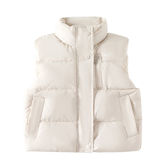 Coerni Toddler Boys Girls Puffer Vest Quilted Bubble Winter Coat Sleeveless Down Coat Stand Collar Padded Waistcoat Zip Outwear