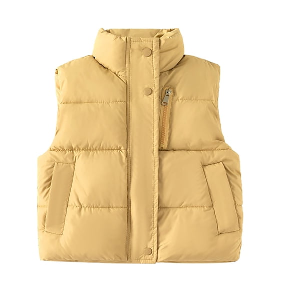 Coerni Toddler Boys Girls Puffer Vest Quilted Bubble Winter Coat Sleeveless Down Coat Stand Collar Padded Waistcoat Zip Outwear