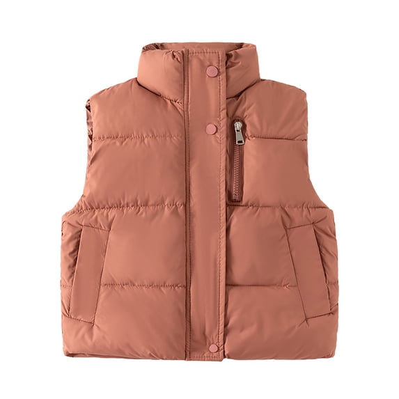 Coerni Toddler Boys Girls Puffer Vest Quilted Bubble Winter Coat Sleeveless Down Coat Stand Collar Padded Waistcoat Zip Outwear
