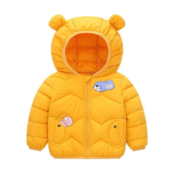 Coerni Toddler Boys Girls Winter Thick Jacket Warm Fleece Fur Lining Zipper Hooded Windproof Coat Outwear for 1-6 Years