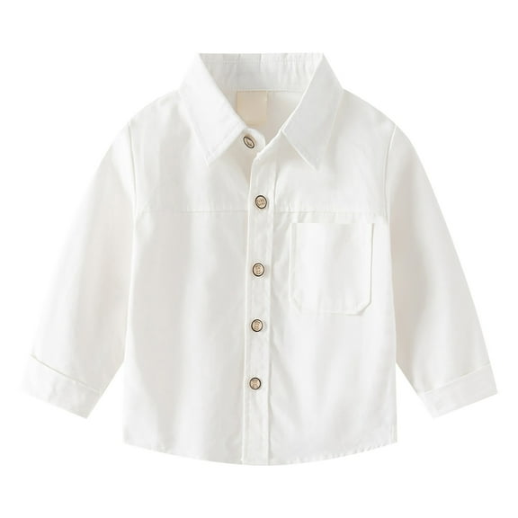 Coerni Toddler Boys Long Sleeve Dress Shirts Cotton Solid Button Down Shirts for Baby Boy School Wedding Shirt