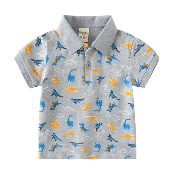 Coerni Baby Boys Shirt Cute Dinosaur Prints 𝗣𝗼lo Shirts Boys Girls Short Sleeve School Uniform Shirt Tops Summer