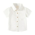 thumbnail image 1 of Coerni Toddler Boys Solid Buttoned Shirts Summer Short Sleeves Lapel Neck Shirt Short Sleeve Wedding Party Shirts, 1 of 9