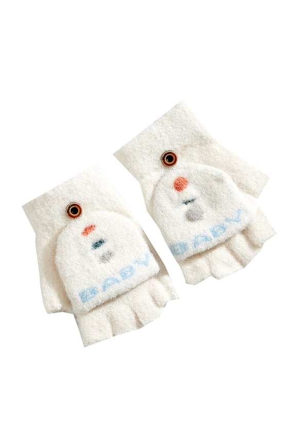 Coerni Toddler Clamshell Gloves Girls Half Finger Cute Winter Thickened Warm Baby Gloves Soccer Kids Winter Hand Gloves Children Glove Boy