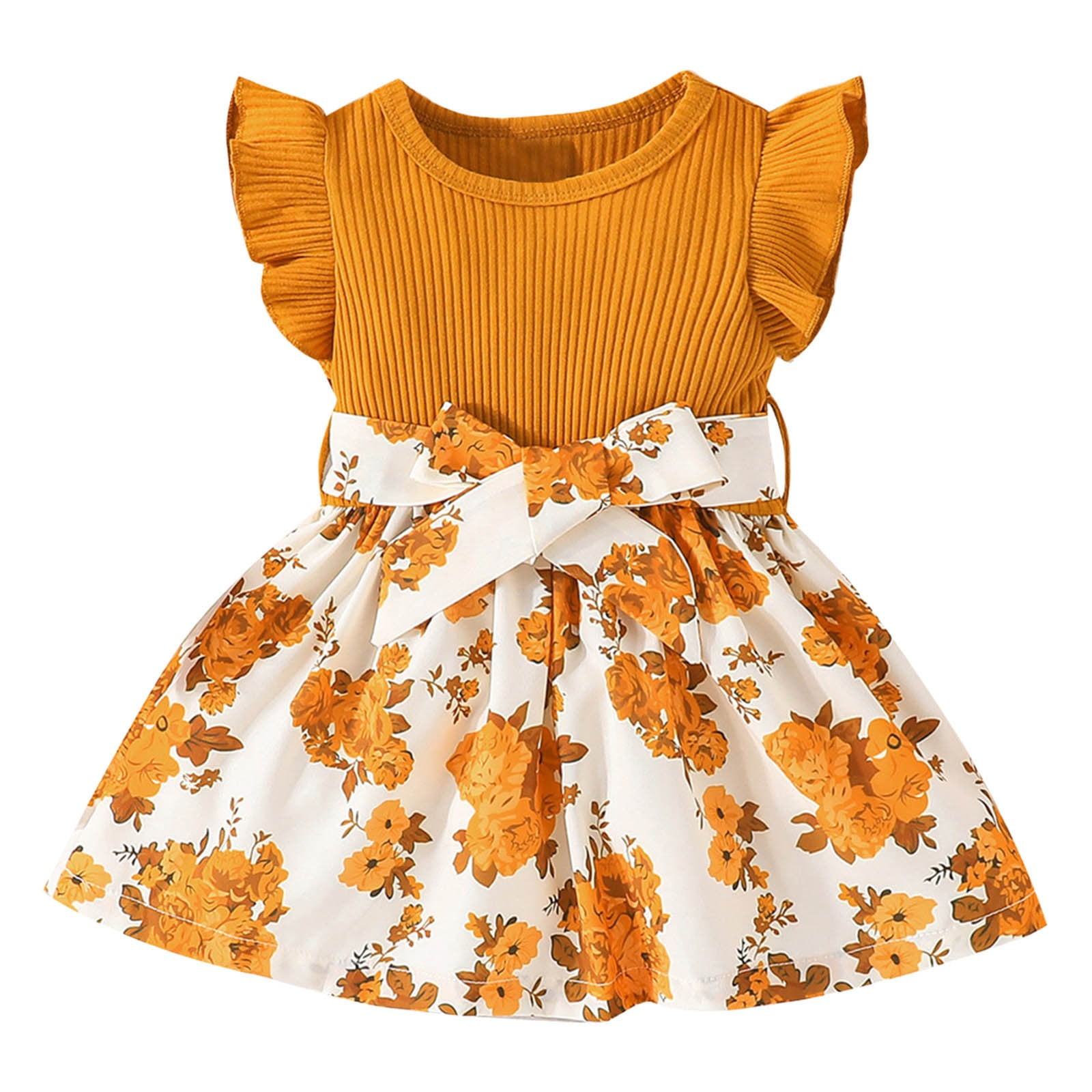 Coerni Toddler Girl Summer Floral Dress Baby Girls Sundress Girls Casual Clothes Dress for 1 to 3 Years Old Kids Girls