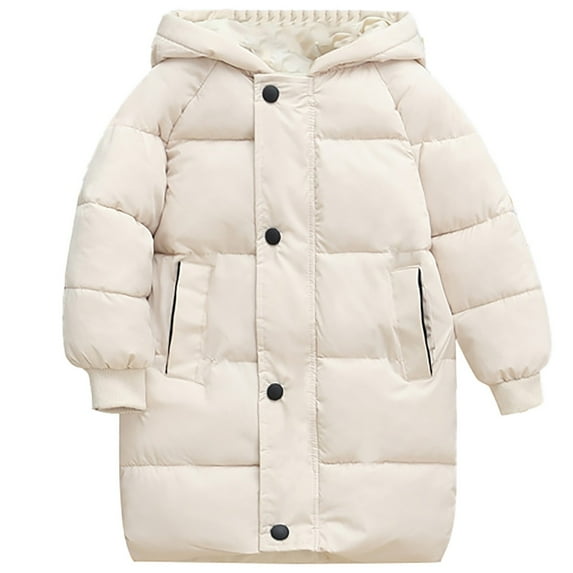 Coerni Toddler Girls Boys Down Jacket Long Warm Winter Outerwear Baby Hooded Puffer Padded Quilted Snow Coats 3-9 Years