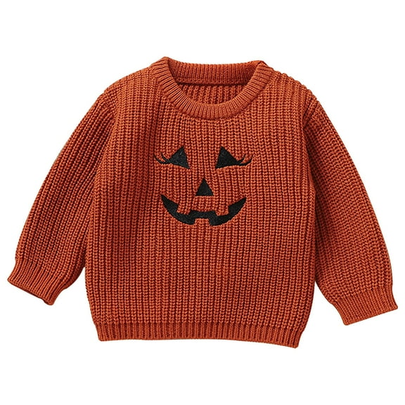Coerni Toddler Girls Boys Halloween Sweater Cute Pumpkin Oversized Sweatshirt 2024 Warm Tops Kids Fall Winter Clothes