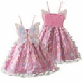 thumbnail image 1 of Coerni Toddler Girls Butterfly Dress Adjustable Spaghetti Straps Princess Sundress Applique Tulle Dresses Sleeveless Ball Gown, 1 of 9