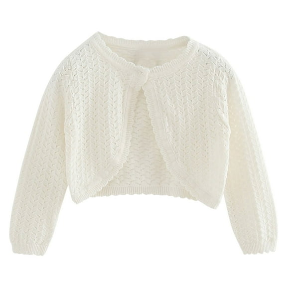 Coerni Toddler Girls Cardigan Sweater Bolero Shrug Baby Kids Long Sleeve Cropped Dress𝐲 Lace Button Jacket Hollow Tops