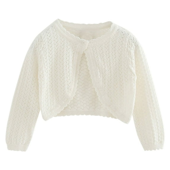 Coerni Toddler Girls Cardigan Sweater Bolero Shrug Baby Kids Long Sleeve Cropped Dress𝐲 Lace Button Jacket Hollow Tops