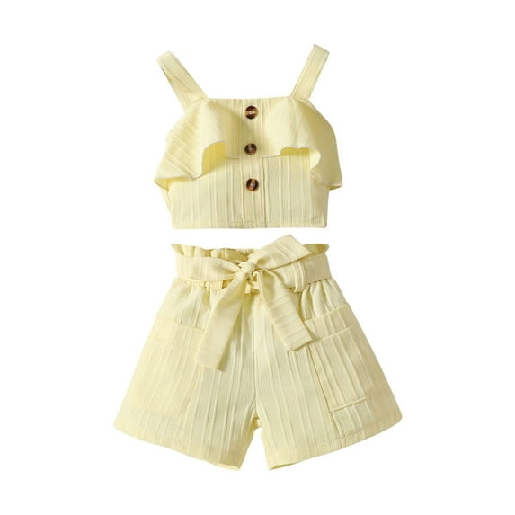 Coerni Toddler Girls Clothes 3T 4T 5T 6T 7T Summer Outfits Baby Kids Short Sleeve T-Shirt Tops & Bow Shorts Sets 2pcs