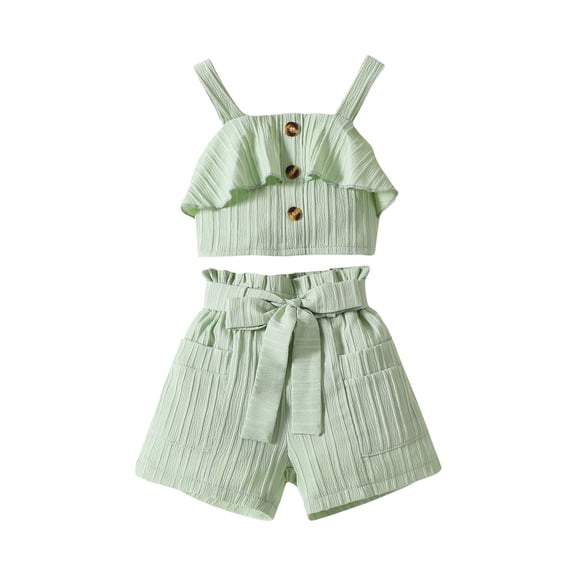 Coerni Toddler Girls Clothes 3T 4T 5T 6T 7T Summer Outfits Baby Kids Short Sleeve T-Shirt Tops & Bow Shorts Sets 2pcs