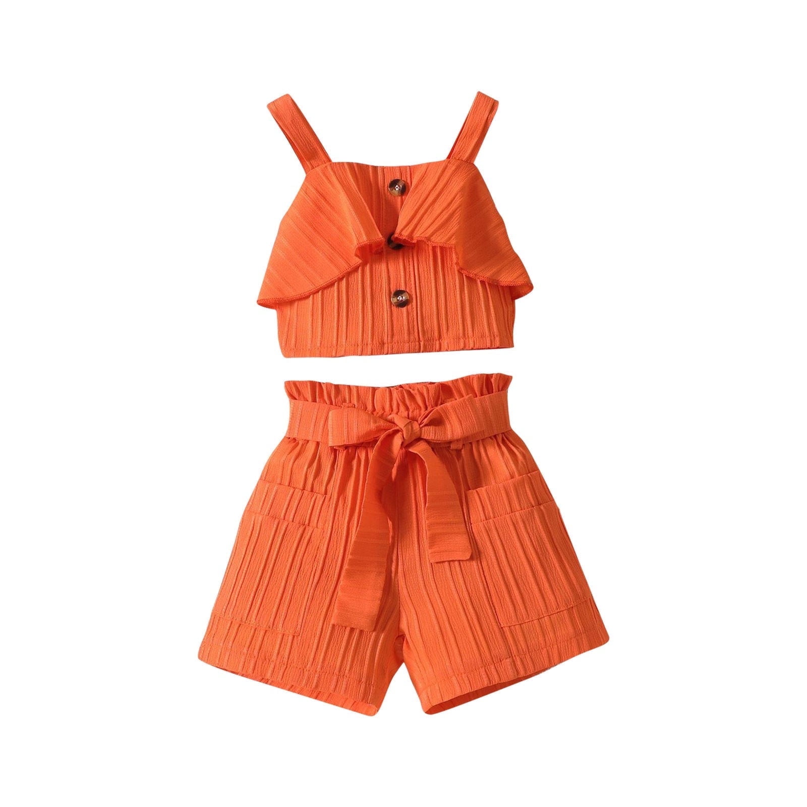 Coerni Toddler Girls Clothes 3T 4T 5T 6T 7T Summer Outfits Baby Kids Short Sleeve T-Shirt Tops & Bow Shorts Sets 2pcs