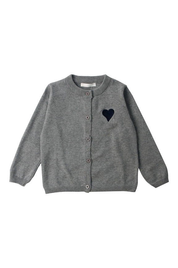 Coerni Toddler Girls Knit Cardigan Sweaters Spring & Autumn Button Down Long Sleeve Knit Tops Heart Embroidered Cute Preppy Clothes