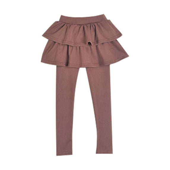 Coerni Toddler Girls Leggings with Ruffle Tutu Skirts Warm Stretchy Athletic Leggings Kids Footless Tights Uniform Pants