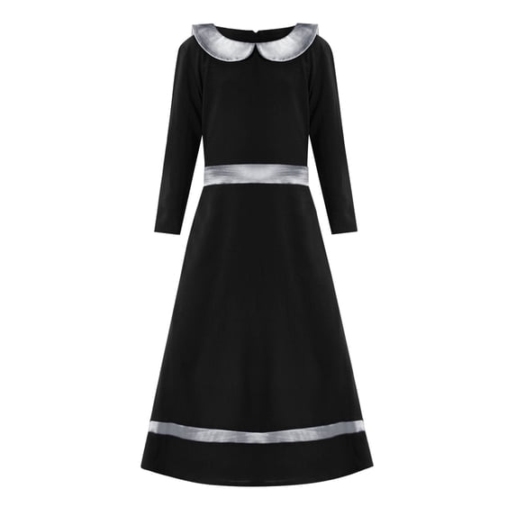 Coerni Toddler Girls Muslim Arab Dresses Long Sleeve Kids 𝐈slamic Long Dress A Line Birthday Wedding Loose Casual Lapel