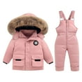 thumbnail image 1 of Coerni Toddler Girls Snowsuit 2 Piece Ski Suit Insulated Down Coat Hooded Puffer Jacket and Snow Pants Snow Clothes for Kids, 1 of 3