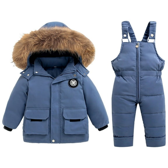 Coerni Girls' Toddler Heavyweight 2-Piece Skisuit Snowsuit Waterproof Snowboard Faux Fu𝐫 Snow Suit Windproof Puffer Jacket Set