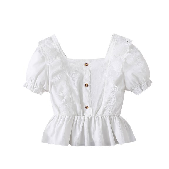 Coerni Toddler Girls Spring Summer Solid Short Sleeve T Shirt Tops Clothes Toddler Outfits